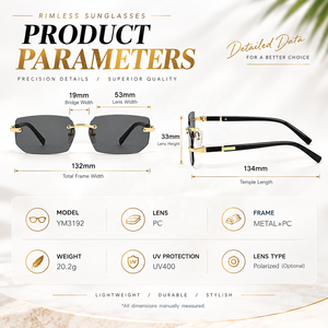 <span class=keywords><strong>Gafas</strong></span> <span class=keywords><strong>de</strong></span> <span class=keywords><strong>Sol</strong></span> Retro Cuadradas sin Marco para Hombre, UV400, con Aspecto Metálico, sin Montura, Vintage, Modernas, al <span class=keywords><strong>por</strong></span> Mayor, con Logotipo Personalizado OEM - Product Image 2