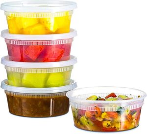 Produit phare : Ensemble de contenants de stockage ronds multifonctionnels de 8 oz, compatibles micro-ondes, avec couvercle, en plastique, boîte alimentaire type déli cup - Product Image 4