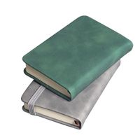 Mini cahier d'école rétro minimaliste portable A7 avec couverture en cuir PU, reliure à fil créatif à couverture rigide