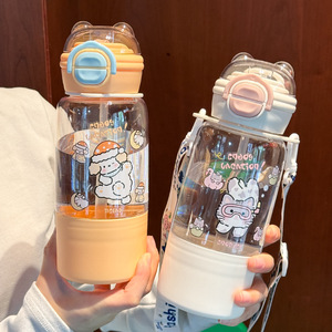 Honglixin Plastic Water Bottle 600Ml With Straw Bpa Free For Child Travel Outdoor Use - Product Image 2