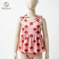 Robe de bain sans manches en soie de lait écologique Babylovey avec logo personnalisé et short pour filles, idéale pour l'été, avec nœud papillon