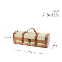 Ficelle Vintage Trunk Bouteille De Vin Boîte-cadeau Boîte À Vin En Bois Bois Faux Cuir Laiton Tissu Hold1 Bouteille avec Couvercle et Poignée
