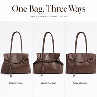 Dunkelbraune Leder-Klapptasche aus Vollnarben-Rindsleder Große Kapazität Schultertasche mit Magnetverschluss Pendler-Tasche OEM Großhandel