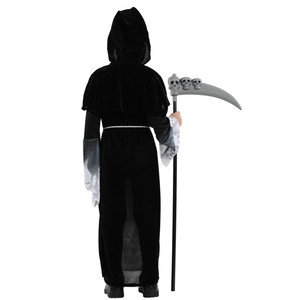 Costume Cosplay Effrayant pour Garçons <span class=keywords><strong>Halloween</strong></span> Costumes de Squelette à Capuche Robe de Soirée avec Ceinture - Product Image 5