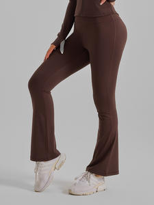 Leggings de yoga évasés à taille haute avec logo personnalisé pour femmes - Nylon et élasthanne respirants - Product Image 2