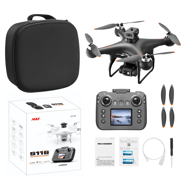 New S116 Max Rc Quadcopter Profissional Obstacle Avoidance Drone Dual Camera 4k Long Distance Outdoors Brushless Motor Drone