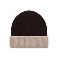 Bonnet en tricot à revers contrastant pour femme, style décontracté, chaud et ample, en maille côtelée épaisse, idéal pour l'hiver