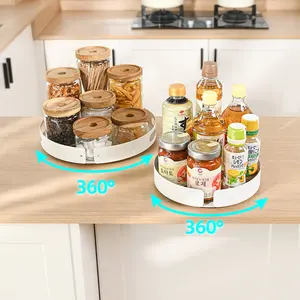 New Product Kitchen Cabinet Revolving Spice Rack White Spinning Spices Organiser with rotating tray