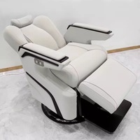 Fauteuil de Barbier Ergonomique Luxe Blanc Argenté 2025 – Durable, Moderne, en Acier Inoxydable, Siège en Cuir Inclinable, Pompe Hydraulique Robuste
