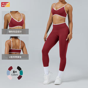 Nuevo Sujetador Deportivo con Cuello Redondo para Mujer, Top de Yoga Antichoque, Detalles en Rojo y Blanco, Ajuste Medio, Ropa Deportiva Activa - Product Image 5