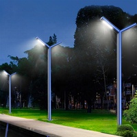 Lampadaire solaire en aluminium AC/DC IP65 à LED pour jardin, 0,6-6 m, éclairage extérieur paysager avec capteur de lumière