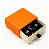Boîte à tiroir rigide bicolore orange beige personnalisée, boîte cadeau en papier imprimé avec doublure en velours pour l'emballage d'accessoires de bijouterie