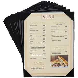菜单架菜单封面皮革书式双折面板菜单封面餐厅酒吧咖啡馆食品和饮料的双视图