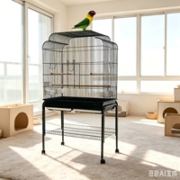 Cage à oiseaux pour perroquets avec roulettes et mangeoire en plastique, en fer et plastique, écologique, pour usage intérieur/extérieur