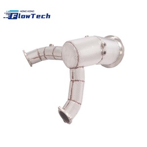 Downpipe haute performance FlowTech SS304 avec bouclier thermique pour Audi S4 S5 B9 B9.5 3.0T EA839 – 200 cellules, sport, fixation directe - Product Image 2
