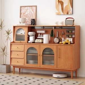 Solid Wood <b>Sideboard</b> Cherry Wood 1.5M Nordic Style Tea Cabinet Coffee <b>Storage</b> Cabinet Living Room Furniture - Product Image 2