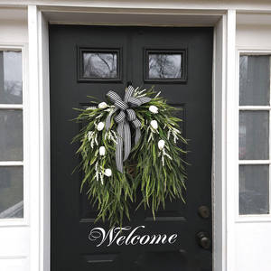 พวงหรีดใบต้นหลิวดอกทิวลิปคริสต์มาสสำหรับตกแต่งประตู - Product Image 2