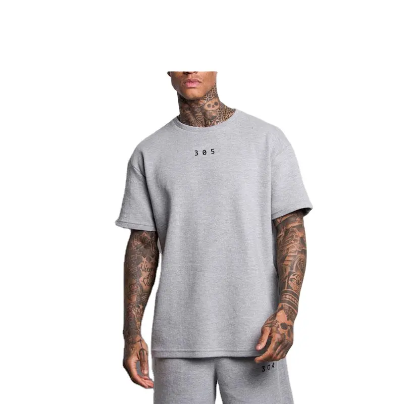 Groothandel Custom Logo Borduren Afdrukken Hoge Kwaliteit Mannen Leisure Fit Street Wear Hip-Hop T-shirt Mannen Oversized T-shirt