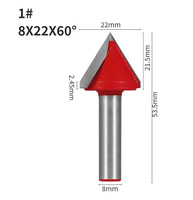 Fraise à graver CNC en acier au tungstène avec pointe en carbure, 60 degrés, en forme de V, pour le travail du bois, queue de 6 mm (1/4 po), OEM Matthew