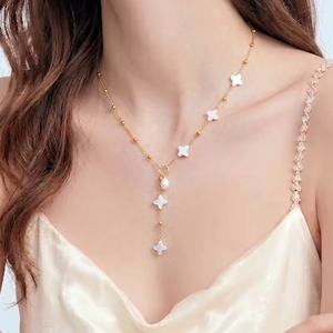 Elegante Collar en Y <span class=keywords><strong>de</strong></span> Acuamarina Natural con Estrella, Chapado en Oro <span class=keywords><strong>de</strong></span> 18K, para Mujer, Acero Inoxidable, Bajo MOQ, Joyería 2026 - Product Image 3