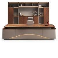 Ensemble de bureau de direction moderne avec chaise de direction et armoire, table de direction en forme de I avec rangement latéral pour le bureau