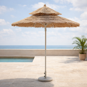 Parasol d'extérieur professionnel à mât central inclinable à bouton-poussoir, style méditerranéen, avec parasol de plage, en promotion - Product Image 1