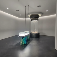 Vitrine d'exposition rectangulaire en plastique renforcé de fibres de verre de haute qualité avec éclairage LED pour musées et commerces