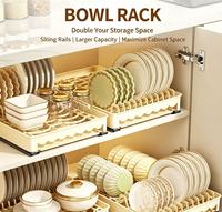 Organisateur de tiroir coulissant en plastique indispensable pour la cuisine : support pour assiettes, bols et vaisselle