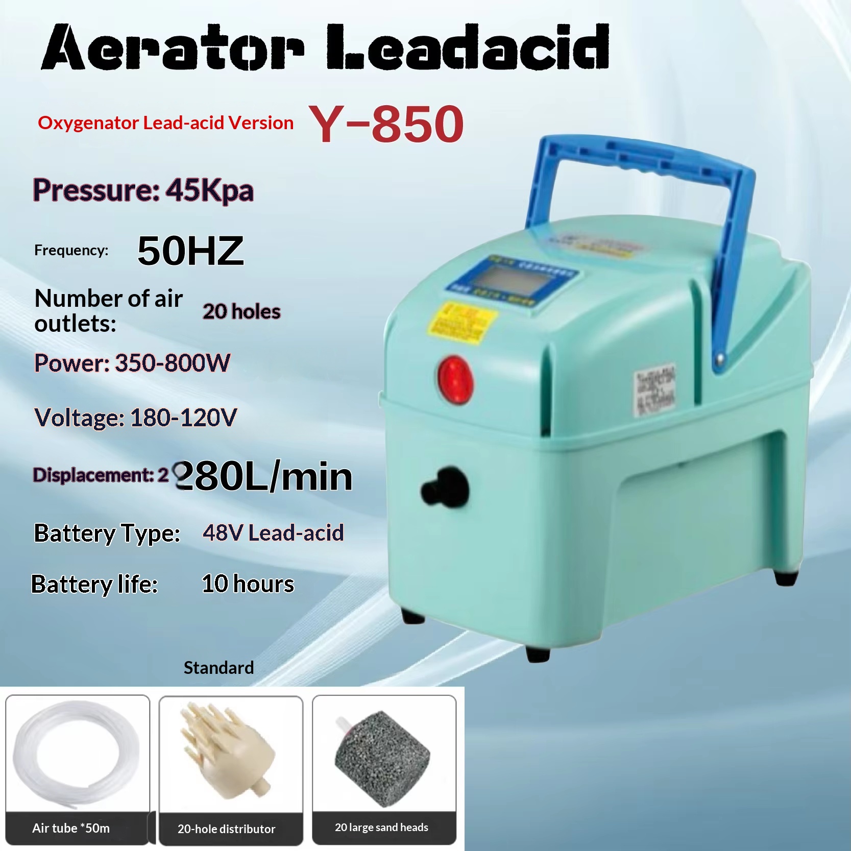 Y-850 (20 slots) - 10-hour battery life (350-800w)
