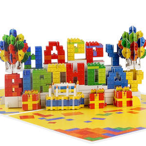 Biglietti d'<span class=keywords><strong>Auguri</strong></span> 3D Pop-up a Tema Mattoncini Colorati per Appassionati <span class=keywords><strong>di</strong></span> Costruzioni, Biglietto Ricordo - Product Image 1