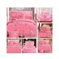 Parure de lit de luxe en coton brodé avec dentelle rose, drap de lit, ensembles de literie de mariage – Vente en gros