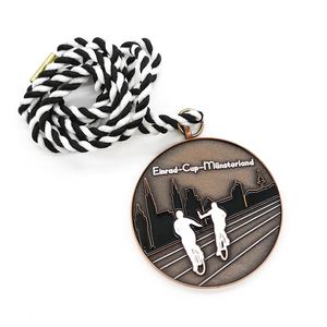 Médaille de sport personnalisée 2D 3D avec placage nickel, conception sur mesure pour événements sportifs, compétitions, basketball, avec cordon - Product Image 3