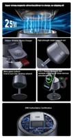 Station de charge sans fil magnétique pliable 3-en-1 Anfuyou, 25W, pour verre à vin, téléphone et écouteurs – Nouveauté et best-seller