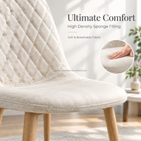 Chaise de salle à manger moderne beige rembourrée avec dossier matelassé en losanges et pieds coniques pour la maison, le restaurant, l'hôtel