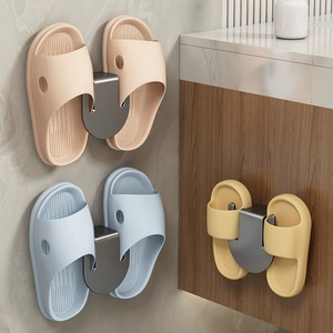 <b>Wall</b> Mounted Slipper <b>Rack</b> Stainless Steel Self Adhesive <b>Hook</b> Type Bathroom Storage Minimalist Design - Product Image 1