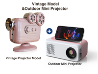Mini projecteur LCD de style vintage avec design rétro décoratif, home cinéma portable