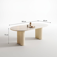 Table à manger ovale en pierre frittée, petite taille, luxe léger, haut de gamme, moderne, simple, style nordique, crème, gain de place, stable, pour hôtel