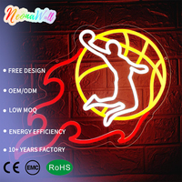 Enseigne néon LED dimmable Dunk Basketball Fire, applique murale alimentée par USB 15,5*12,9 pouces pour Man Cave, chambre et cadeau pour les fans de basketball
