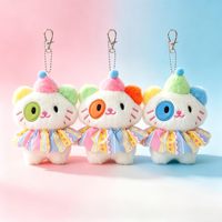 OEM ODM Personnalisé Adorable Chaton Clown aux Yeux Étranges de Cirque, Breloque en Peluche, Pendentif de Sac, Porte-clés, Accessoire de Poupée, Vente en Gros