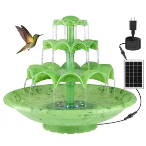三层喷泉DIY组件，带太阳能电池板，用于鸟浴漂浮喷泉，带花园装饰发光二极管灯