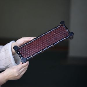Bamboo Woven Serving <b>Tray</b> Large And <b>Small</b> Handmade Herringbone Pattern Tea Ceremony Accessory - Product Image 3