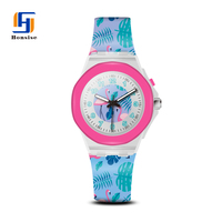 Venta al por mayor de fábrica personalizable patrón logotipo niños impermeable reloj de silicona niños reloj de cuarzo