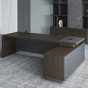 โต๊ะทำงานผู้บริหารคุณภาพสูง ทนทาน ดีไซน์ทันสมัย หรูหรา ทำจากไม้ รูปทรงตัวแอล ปรับเปลี่ยนได้ พร้อมระบบล็อครหัส  โครงโลหะหนา 50 มม. สำหรับเก็บเอกสาร - Product Image 1