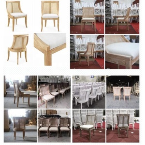 Chaise de canette en bois de chêne Vintage, mobilier de salle à manger, hôtel de Style européen et américain, tissu rembourré de fête - Product Image 2