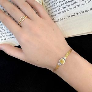 Xinfly Fine Jewelry Adjustable <b>Men</b> 18K Gold Hand Chain 0.45ct Yellow Diamond Telescopic Mesh Charm Wide Bracelet <b>for</b> <b>Men</b> - Product Image 4