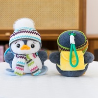 Peluche pingouin authentique, breloque suspendue, poupée pour enfants, facture incluse, cadeau sur le thème de l'aquarium, poupée pour machine à griffes, porte-clés