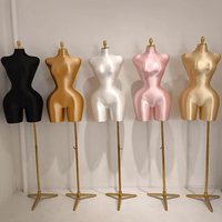 BBL Femme Courbes PU Buste Mannequin Grande Taille avec Or Corps et Robe Forme Vêtements Affichage Torse