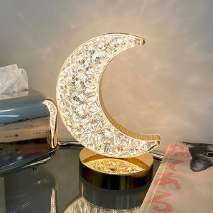 Lampe de table moderne de luxe dorée pour <span class=keywords><strong>restaurant</strong></span>, veilleuse LED en acrylique, recharge USB, batterie, commande tactile, abat-jour étoile <span class=keywords><strong>lune</strong></span> en dôme - Product Image 4