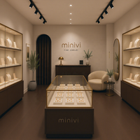 Comptoir de présentation de bijoux de luxe moderne avec éclairage LED, vitrine de présentation en bois sur mesure pour bijouterie