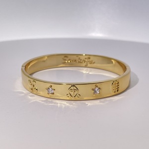 Brazalete de Cobre Chapado en Oro Grabado Vintage con Zirconia y Tótem de Tianyu Gems, Joyería de Moda - Product Image 1